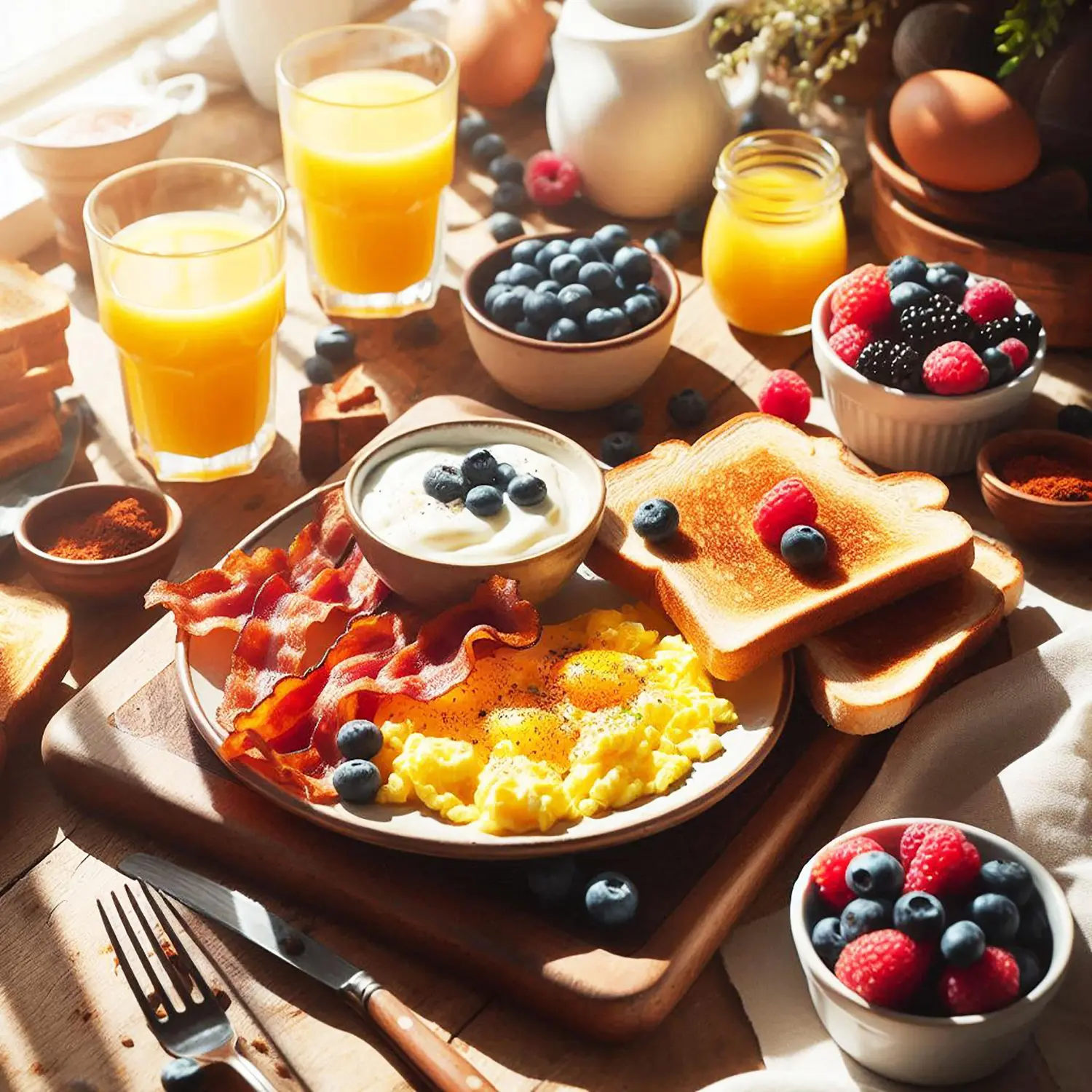 Breakfast prepared for a private chef experience at a villa in Mykonos