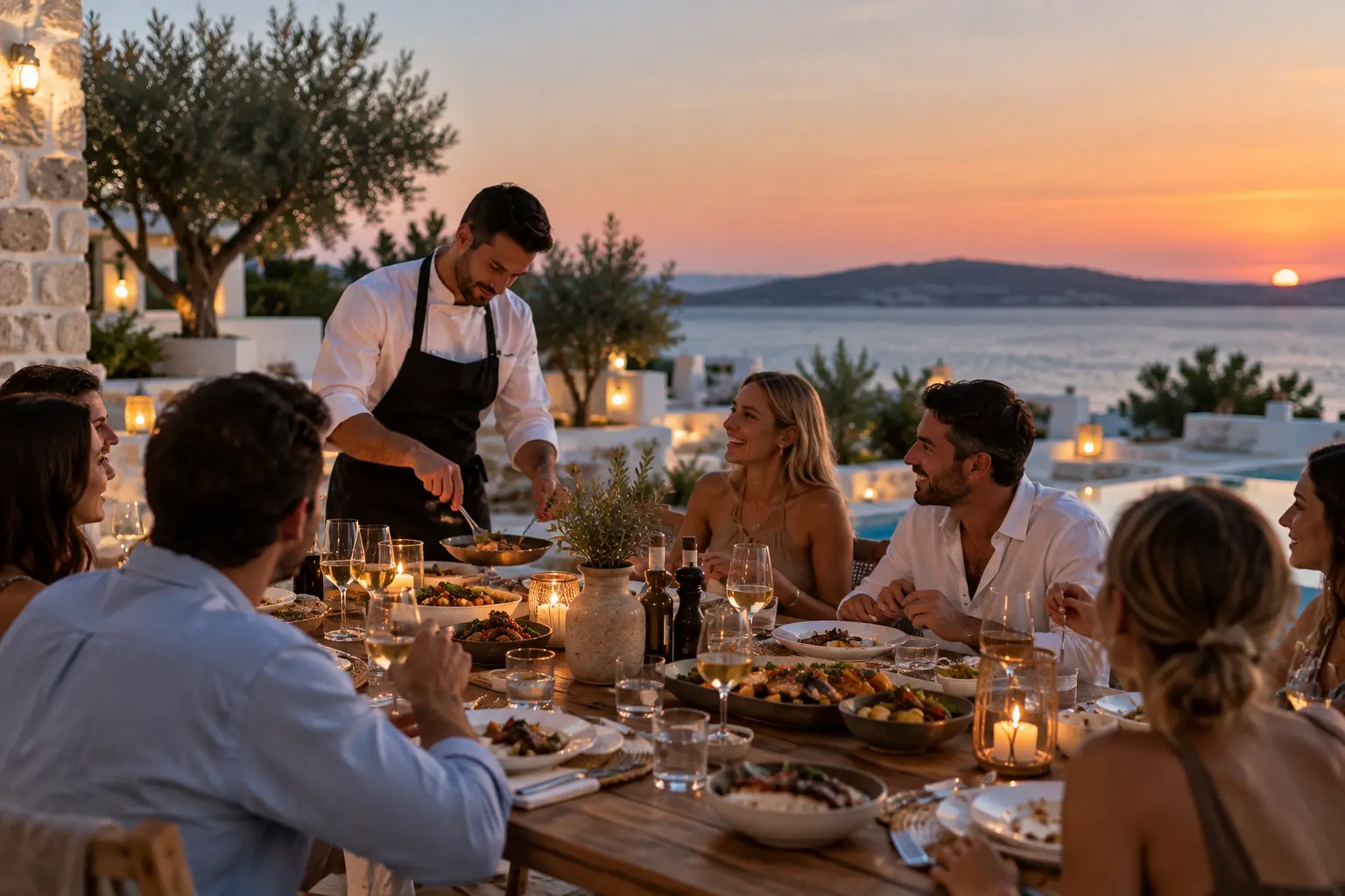 Private chef dinner experience at a luxury villa in Paros